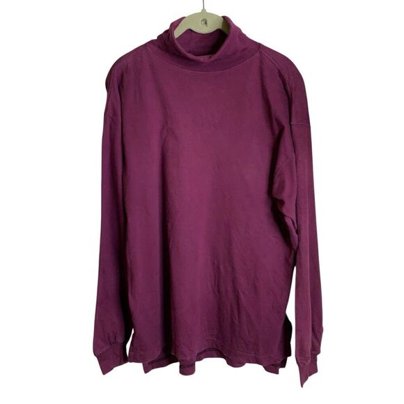 Peruvian Connection Womens Turtleneck Tunic Pima Cotton Long Sleeve Burgundy  XL - Picture 3 of 15